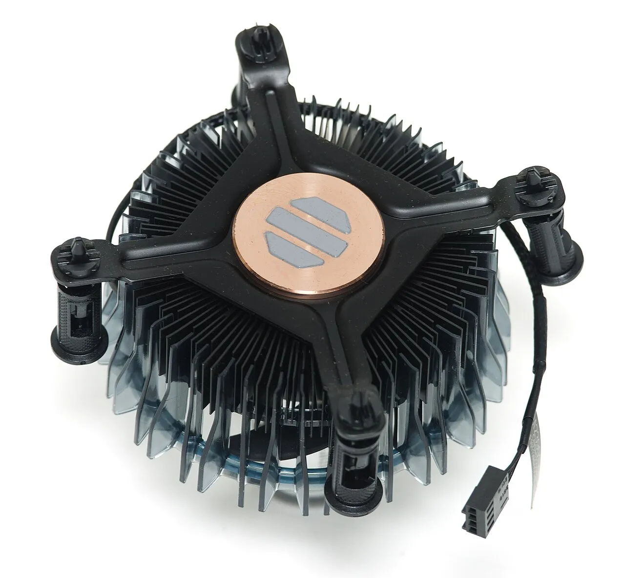 Grey thermal paste pre-applied to the contact plate of a CPU cooler